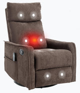 PELUMY Rocker Recliner Chair with Heat Massage - Manual Swivel Recliner for Living Room and Bedroom, 8 Vibration Points, Lumbar Heat, Glider Rocking Chair for Adults (Brown) PELUMY