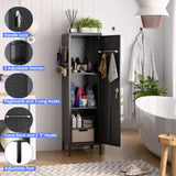 SUXXAN 54" H Metal Storage Locker, Metal Cabinet with Lockable Door & Towel Rack & 2 Side Pegboards with Hooks for Home School Office Gym Bedroom, Assembly Required(Black) SUXXAN