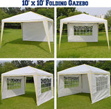 COBIZI 10x10 Pop up Canopy, Canopy Tent 10x10 Gazebos, Ez up Canopy 10x10 for Parties Outdoor Camping Party Event Shelter Sun Shade with 4 Sidewalls & Carry Bag 4 Stakes & Ropes & Sandbags, White COBIZI