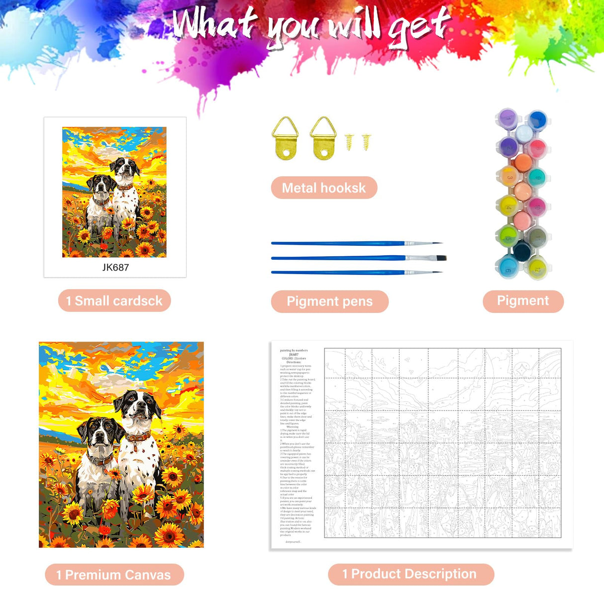 Yunnuo Dog Paint by Numbers Kit for Adults Beginners,Sunflower Acrylic Adult Paint by Number Kits on Canvas, Animals and Sunset Digital Oil Painting by Numbers for Home Decor Gifts 16"x20" Yunnuo