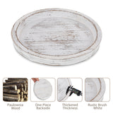 Hanobe Candle Plate Holder Tray: Round Wooden Decorative Candle Plate Small Farmhouse Table Centerpiece Rustic White Wood Tealight Pillar Trays for Home Decor Hanobe