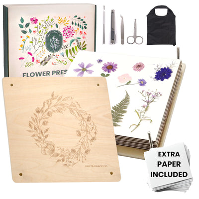 Extra Large Flower Press Kit | 11"x11" 10 Layers Wooden Pressing Boards, Tools & Bag | Crafting Kits for Adults & Kids | DIY Pressed Flower Plant Preservation Kit | Bouquet Preservation | Great Gift