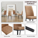 RDUEEI Brown Dining Chairs Set of 6, Comfortable Dining Room Chair, Metal Kitchen Chairs with Leathaire Fabric and High Back, Sillas para Comedor Set de 6 for Living Room (BR-6) RDUEEI