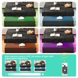 Square Coffee Table with LED Lights – 2-Tier High Gloss Minimalist Design, 30.7-Inch Modern Center Table with Storage and Drawer – Wooden Coffee Table for Living Room, Home, and Office GOFEI