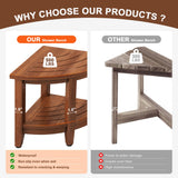 Jekruiet Teak Shower Bench for Corner, 18 inch Shower Chair Stool for Shaving Legs with Storage Shelf,Waterproof Bathroom Bench Seat for Elderly and Disabled Indoor Use Jekruiet