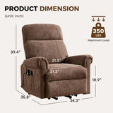 HAOMARKETS Power Lift Recliner Chair with Massage and Heat for Elderly, Electric Recliners with Remote Control,Soft Fabric Upholstered Reclining SingeSofa with Side Pocket for Living Room, Brown HAOMARKETS