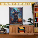 Bimkole 5D Diamond Art Kits for Adults Halloween Cat, Full Drill DIY Rhinestone Embroidery Set Paint with Diamonds Art Pumpkin by Number Kits Cross Stitch Home Wall Craft Decoration 12x16 Inch Bimkole