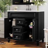 Marzzi 36" Bathroom Vanity with Sink & Matching Medicine Cabinet, 36 inch Bathroom Vanity Storage Cabinet with Sink Top, 2 Drawers, and Mirror Cabinet Marzzi