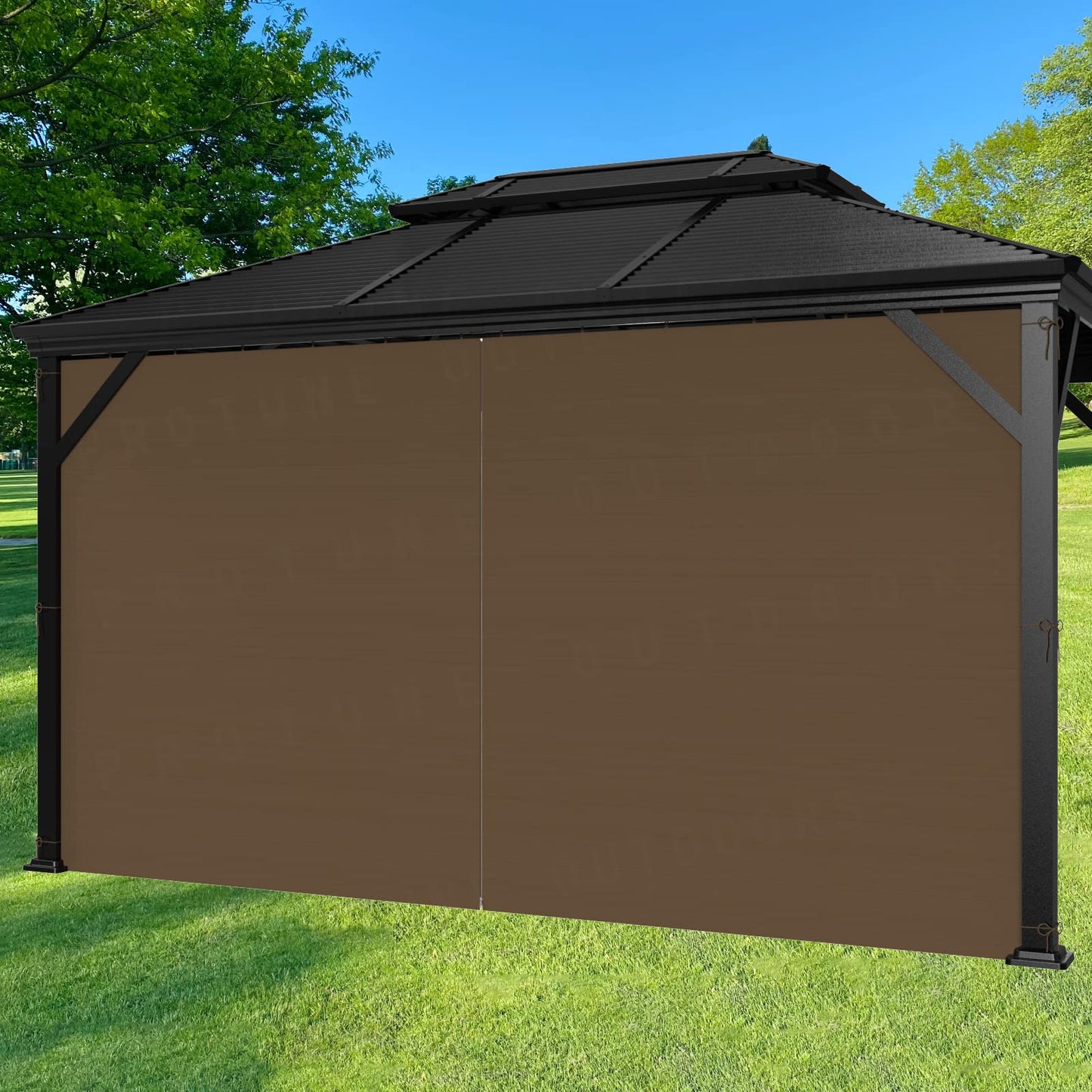 SunCula Replacement 10'x12'- One Panel Gazebo Curtain Waterproof, Universal Privacy Shade Curtains Side Wall with Zipper for Patio, Backyard, Garden 10'x12' Outdoor Gazebo -Brown (Only Curtains)