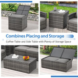 U-MAX 7 Pieces Outdoor Patio Furniture Sets w/Two Storage Boxes, Outdoor Conversation Set All-Weather PE Wicker Sectional Sofa Patio Sofa for Garden, Backyard, Deck, Grey Rattan& Grey Cushions U-MAX