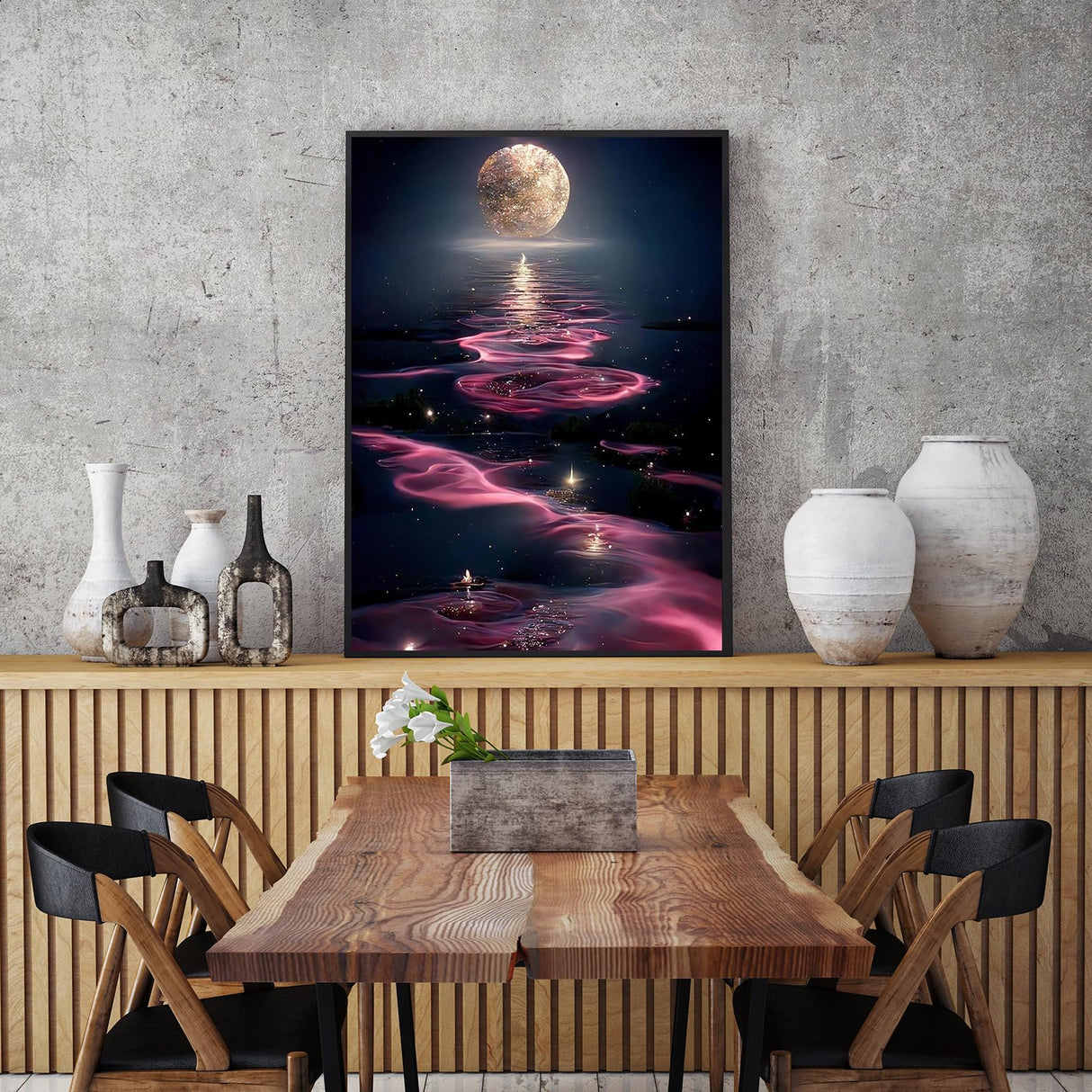 KINPLUB 5D Diamond Painting Kits for Adults Beginners, Sea Moon Diamond Art Kits for Adults, DIY Full Drill Round Diamond Dots, Home Wall Decor 12x16 Inch KINPLUB