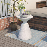 COSIEST Outdoor Side Table, Mushroom Shaped MgO Accent Table, Lightweight Patio End Table w Round Base, Top Plant Stand for Garden and Deck, Spotted White COSIEST