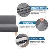 H.VERSAILTEX Armless Futon Cover Stretch Sofa Bed Slipcover Protector Elastic Feature Rich Textured High Spandex Small Checks Jacquard Fabric Futon Cover, Machine Washable, Gray H.VERSAILTEX