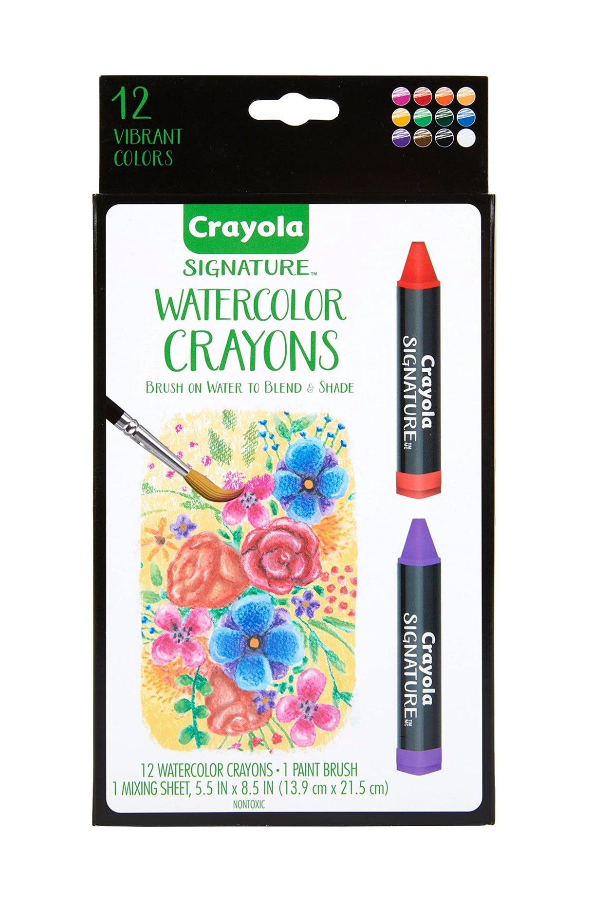 Crayola Signature Premium Watercolor Crayon Sticks & Paintbrush, 12 Count, Gift Crayola