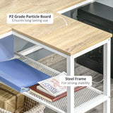 HOMCOM 83" Two Person Computer Desk with 2 Storage Shelves, Double Desk Workstation with Book Shelf, Long Desk Table for Home Office, Natural HOMCOM