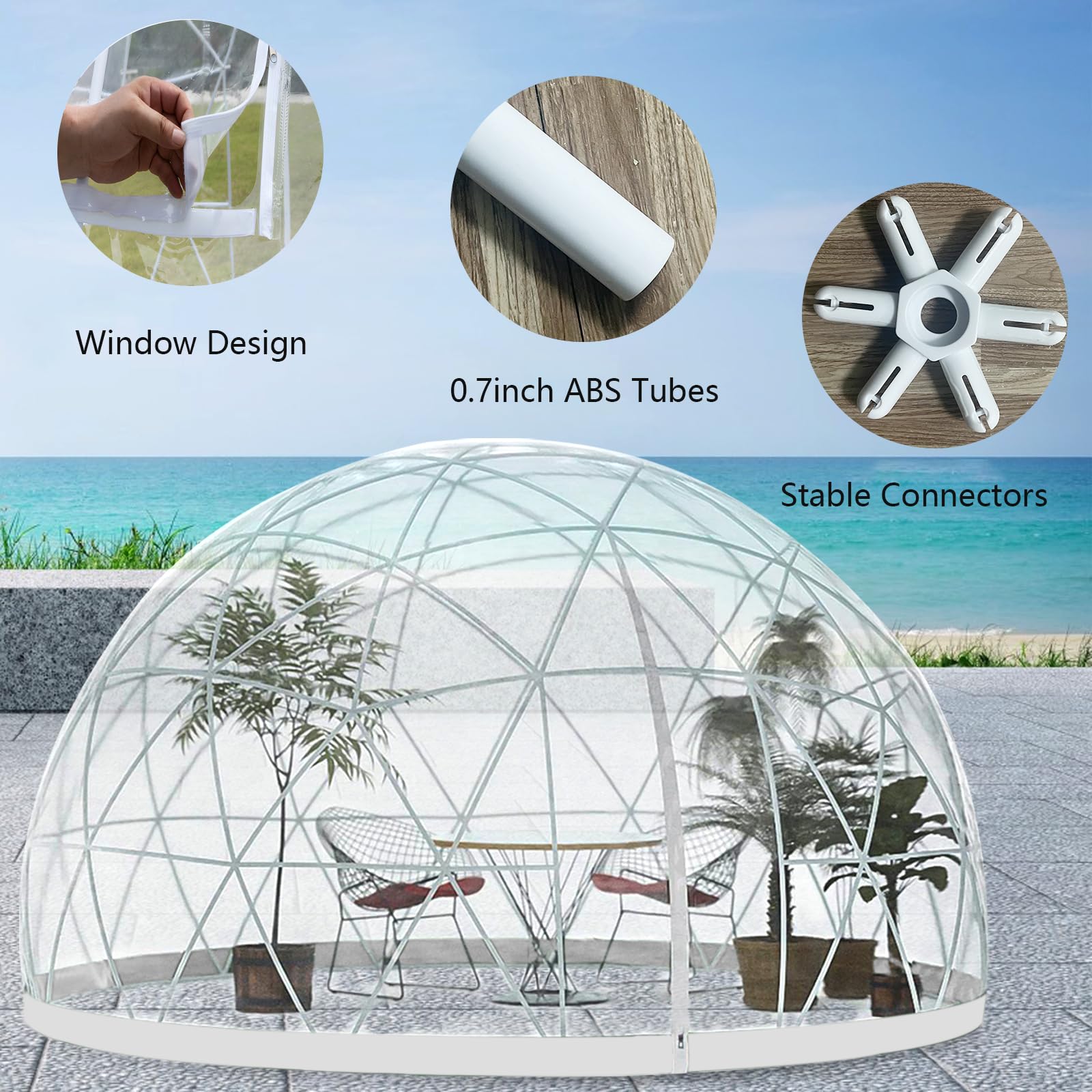 Gaonala Garden Dome Igloo, 9.5*5.7FT PVC Dome Tents with 2 * 10m Light Strings and Transparen Cover, Weatherproof Greenhouse Garden Bubble Tent, Igloo Dome House Suitable for Patio and Dining - WoodArtSupply