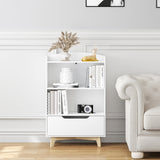 UTEX Kids Bookshelf, Children Bookcases with Storage and Drawer, Wood Kids Toy Storage Organizer for Playroom, Nursery School, White UTEX