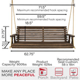 Amish Casual Heavy Duty 800 Lb Roll Back Treated Porch Swing with Hanging Ropes (5 Foot, Dark Walnut Stain) Amish Casual