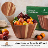 Wooden Salad Bowl, Wood Bowl - 12" Wavy Design Large Salad Bowl for Serving, Fruit Bowls, Handmade, Durable and Stylish Natural Wood Dining Accessory by Woodenhouse WOODENHOUSE LIFELONG QUALITY