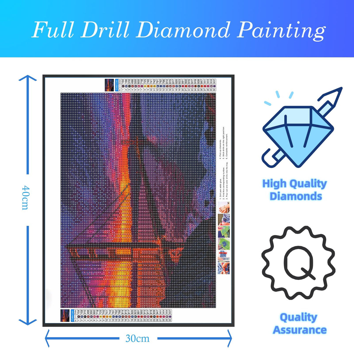 Diamond Art Kits Golden Gate Bridge, San Francisco at Sunset Crystal Rhinestone Diamond Painting, Landscape Paint by Numbers Kit for Adults for Home Wall Decor 12x16 inch CDYCNXZ