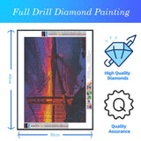 Diamond Art Kits Golden Gate Bridge, San Francisco at Sunset Crystal Rhinestone Diamond Painting, Landscape Paint by Numbers Kit for Adults for Home Wall Decor 12x16 inch CDYCNXZ