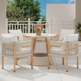 DAYAOUTDOOR Patio Dining Table and Chairs, Outdoor Furniture Set, Round Dining Sets for 4, Outdoor Dining Table Set, 5 Piece Patio Round Chairs Set, Small Outdoor Patio Sets for Kitchen, Beige DAYAOUTDOOR