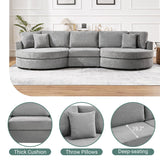 Christopher Knight Home Aekea 129" Upholstered Sofa Couch, Modern Curved 3-Seater Sofa with 2 Throw Pillows, Cozy Chenille Fabric Sectional Sofa Lounge Couch for Living Room Home Office, Dark Gray Christopher Knight Home