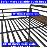 LEEKOUS Upgraded Version Thicken Metal Full XL Over Queen Bunk Bed, Best Industrial Style Heavy Duty Full Over Queen Size Bunk Bed, Convertible into 2 Beds Wood Board, Water Pipe Design for Adults LEEKOUS