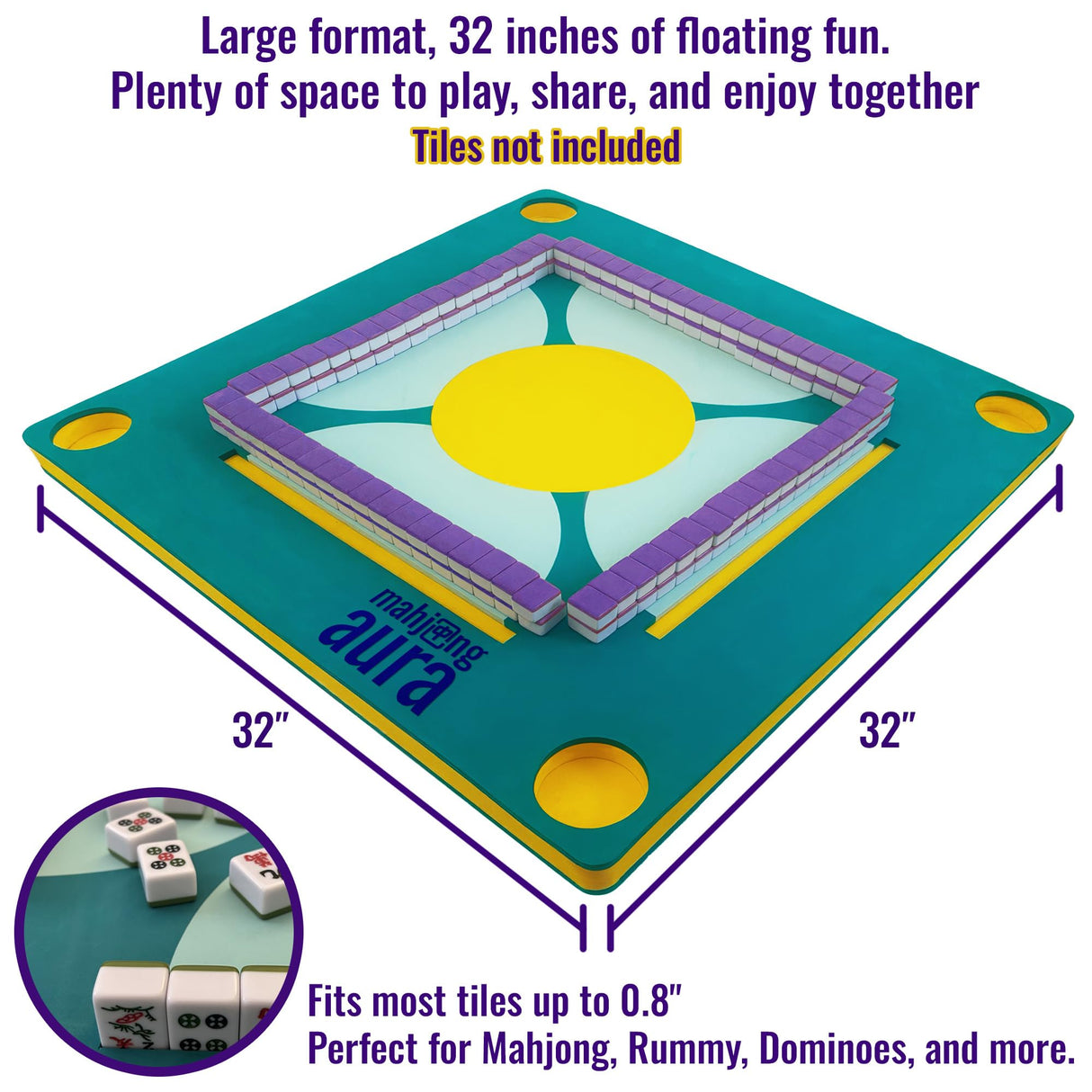 Mahjong Aura - Floating Mahjong Table for Pool - Swimming Pool and Hot Tub Float Board for Card Games, Scrabble, Dominoes, Poker - Adults Pools Game Tray for Water and Lake - Domino Floater Tables Mahjong Aura