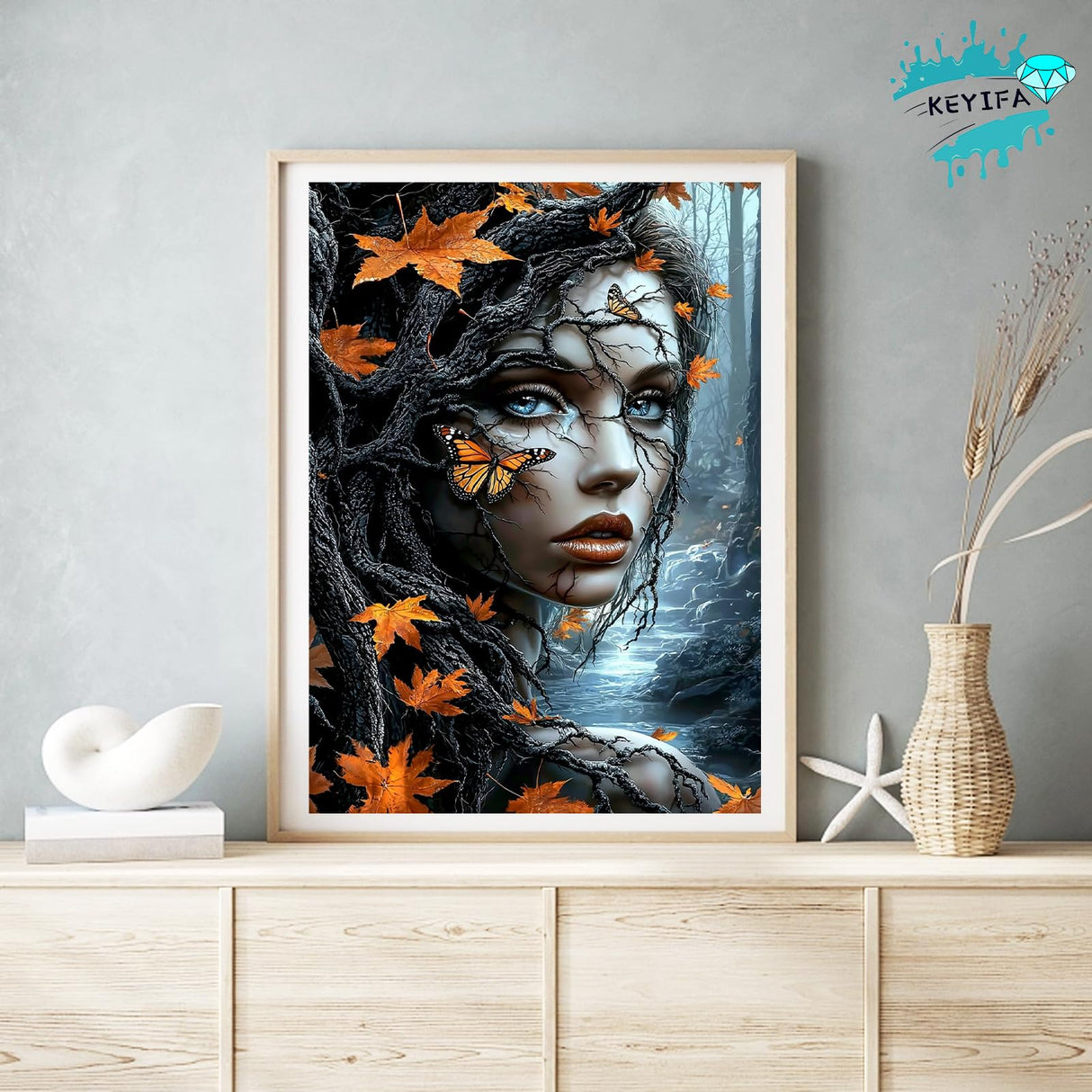 KEYIFA Diamond Art Kits for Adults, DIY Diamond Painting Fantasy Forest, Round Full Drill, 5D Woman Diamonds Dots Mosaic Painting, Gem Arts Craft for Home Wall Decor Gifts, 30x40cm KEYIFA