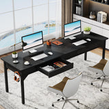 Tribesigns 78.7" Extra Long Executive Office Desk, Double Desk with 2 Drawers, Black Tribesigns