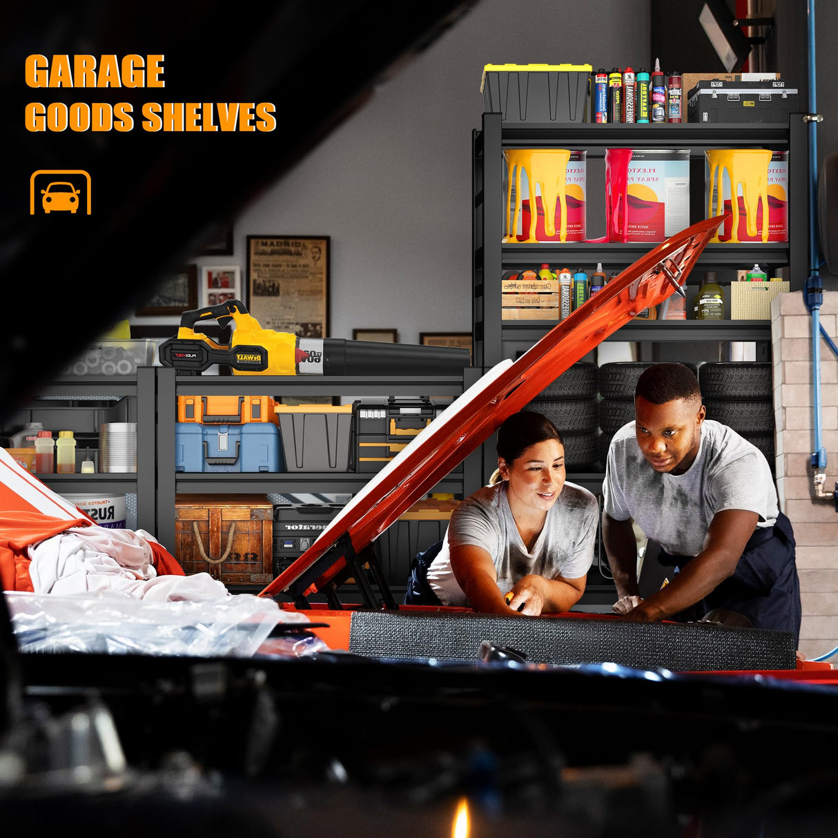 PRESTELION 72" H|35" W All-Metal Garage Shelving-Easy Assembly 5-Tier Shelving Unit|Heavy Duty Adjustable Shelf for Industrial,Warehouse,Basement,Black PRESTELION