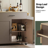 IRONCK Rolling Kitchen Island Table on Wheels with Solid Wood Top, Drop Leaf, Drawer and Storage Cabinet, 47" W Kitchen Cart with Spice & Towel Rack, Dark Gray IRONCK