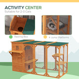 PawHut Outdoor Cat House for 3 Kitties, Multi-Level Design with Big Hiding Areas, Large Catio Cat Enclosure with 2 Stories & Multiple Platforms, Cat Condo for Large Cats, Orange PawHut