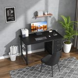 Lufeiya Small Gaming Desk with 4 Fabric Drawers, 40 Inch Kids Girls Teen Cute Study Desk for Bedroom, Work Computer Writing Table Desks for Small Space Home Office, Black Lufeiya