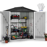 DWVO 6x4ft Storage Shed for Outdoors, Metal Sturdy Weatherproof Tool Locker with Secure Door and Ventilation for Equipment, Mowers, Bikes, Outdoor Spaces, Dark Gray DWVO