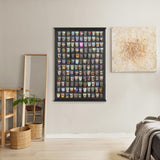 Large 144 Shot Glass Display Case Rack Solid Wood Cabinet Holder Wall Curio Cabinet Shadow Box for Action Figures Small Figurines - Lockable with UV WoodArtSupply