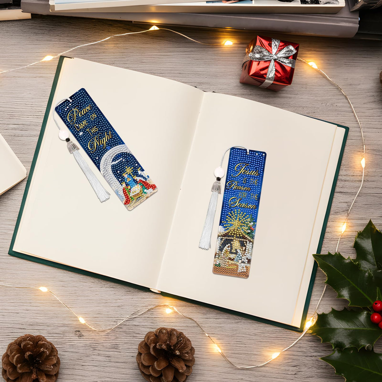INCOK Christmas Diamond Art Bookmarks - 6 PCS The Nativity Diamond Painting Bookmarks Set DIY Christian Jesus Art Craft Religions Xmas Gift Book Lover Beginner INCOK