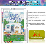 JATOK Diamond Painting Kits for Adults, DIY 5D Diamond Painting Paint Happy Camping Car by Number with Gem Art Drill Diamond Painting Kits for Kids for Relaxation, Home Wall Décor 11.8x15.7in JATOK