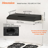 FIREGAS Black Range Hood 30 Inch Under Cabinet, Ducted/Ductless Convertible Kitchen Hood, 300 CFM, 3 Speed Exhaust Fan, Brushless DC Motor, Stove Hood Vents for Kitchen with LED Lights FIREGAS
