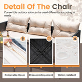 Devoko Outdoor Patio Furniture 3-Piece Rattan Waterproof Outdoor Sectional Sofa All-Weather L Shaped Patio Couch with Cushion Glass Table for Balcony, Garden (Beige) Devoko