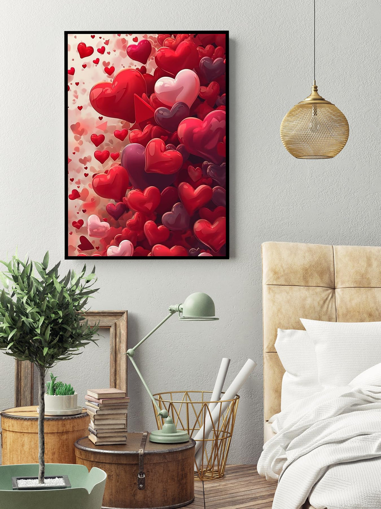 KINPLUB Love Heart Diamond Art Kits for Adults, 5D Diamond Painting Kits for Adults Beginners, DIY Full Round Drill Paint by Diamonds, Home Wall Decor 12x16 Inch KINPLUB