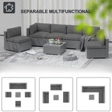 SUNCROWN Outdoor Patio Furniture Set 7 Piece Outdoor Sectional Sofa Grey Wicker Conversation Sofa Set with Coffee Table and Cushions,Dark Grey SUNCROWN
