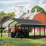 JAMFLY 12X20 FT Carport, Heavy Duty Carport Canopy with Galvanized Steel Roof and Frame, Metal Carport Upgraded Extra Large Garage for Pickup, Boat, Car and Tractors JAMFLY