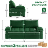 Yaheetech 79" Sofa Couch Modern Velvet Couch with Removable Covers & USB Ports Oversized Loveseat Sofas with Storage Pockets for Living Room Bedroom Apartment Green Yaheetech