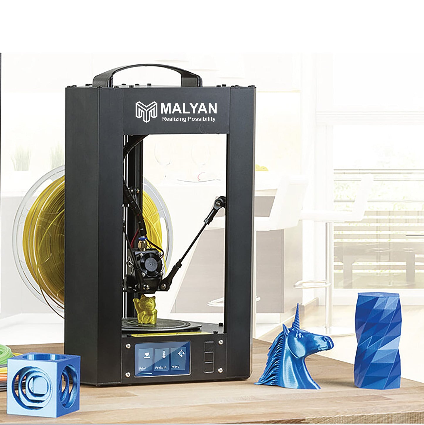 MALYAN M300 Mini Delta 3D Printer - Fully Assembled FDM 3D Printers for Kids and Beginners, Free Sample PLA Filament and MicroSD Card Preloaded with Printable 3D Models, Printing Size 110x120 - WoodArtSupply