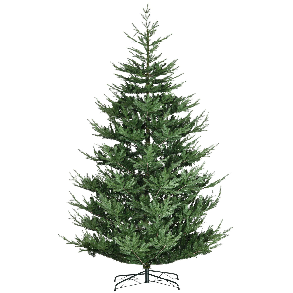 HOMCOM 9 Foot Artificial Christmas Tree, Pine Hinged Xmas Tree with 1939 Realistic Branches, Steel Base, Auto Open, Green HOMCOM