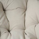 Merax Outdoor Patio Wicker Swivel Egg Chair with Beige Cushion, Outdoor Rattan Basket Egg Chair for Garden, Lawn, Bedroom, Brown+Beige Merax