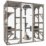 Ketive Outdoor Catio Cat Enclosure, Large Cat House with Multi-Level Platforms, Waterproof Roof, and Pull-Out Tray (71.45" L x 36.61" W x 70.86" H) ketive