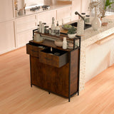 HSSZXFR Dual Tilt Out Trash Cabinet, Hidden Trash Bin Cabinet with 2 Drawers and Shelf, Large Kitchen Trash Bin Cabinet MDF board, Laundry Hamper Cabinet Free Standing Holder 10 Gallon HSSZXFR